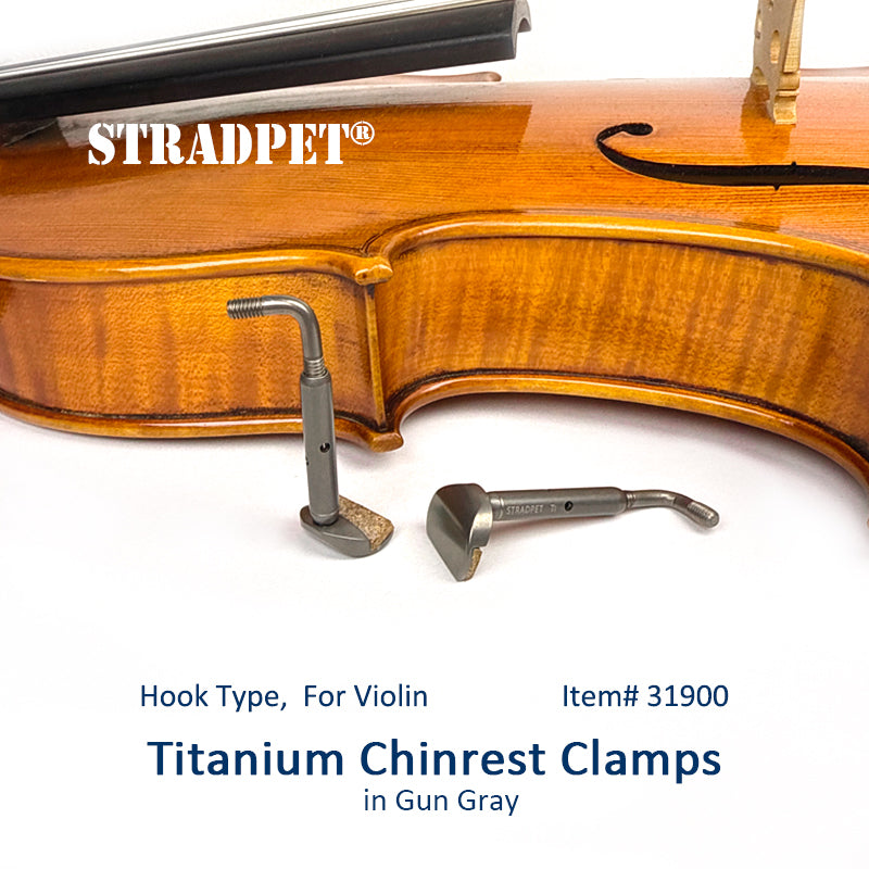 STRADPET Titanium Chinrest Clamps, Hook Type, for Violin, 4/4,4/3