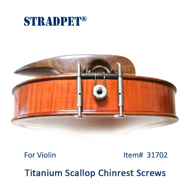 STRADPET Titanium SCALLOP Chinrest Screws for Violin in Titanium Bright, Chinrest Clamps, Chinrest Brackets