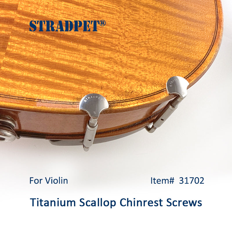 STRADPET Titanium SCALLOP Chinrest Screws for Violin in Titanium Bright, Chinrest Clamps, Chinrest Brackets