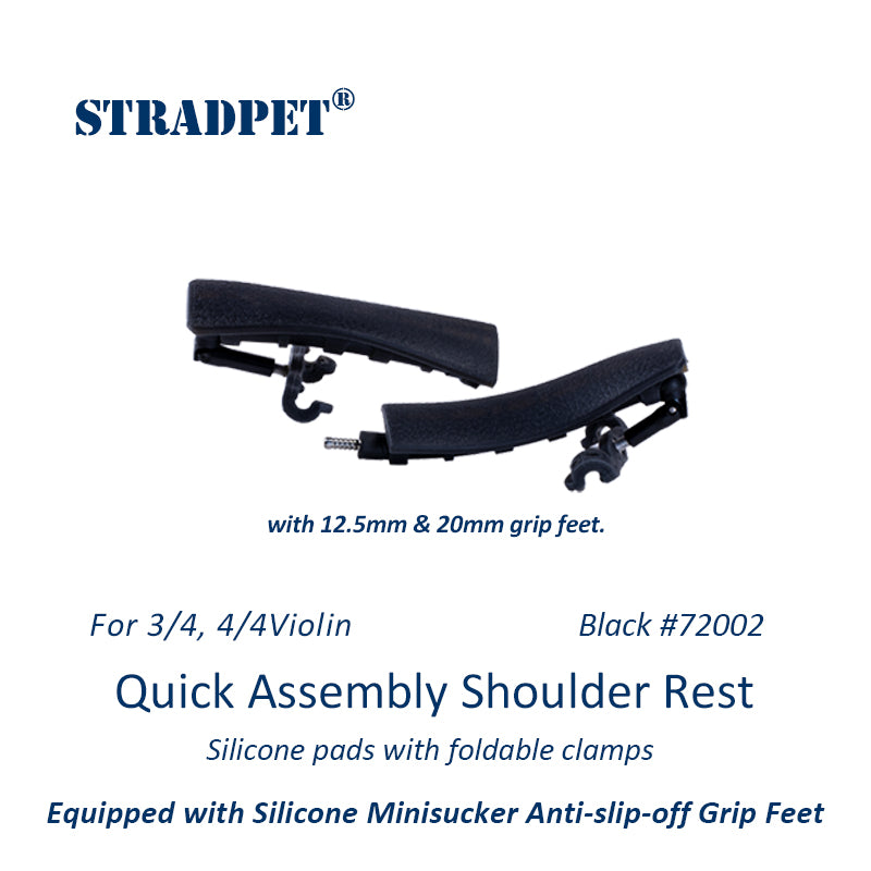 STRADPET Quick Assembly Shoulder Rest with Silicone Minisucker Anti-slip-off Grip Feet(Patent)-Silicone Rest with Foldable Clamps