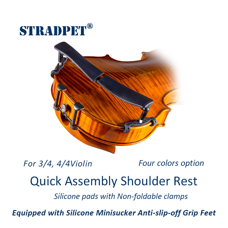 STRADPET Quick Assembly Shoulder Rest with Silicone Minisucker Anti-slip-off Grip Feet-Silicone Rest with non-Foldable Clamps
