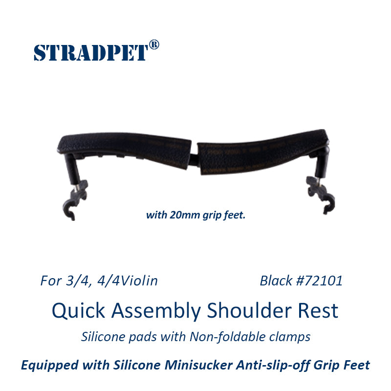 STRADPET Quick Assembly Shoulder Rest with Silicone Minisucker Anti-slip-off Grip Feet-Silicone Rest with non-Foldable Clamps
