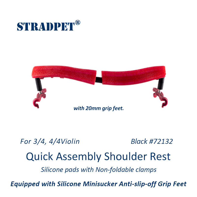 STRADPET Quick Assembly Shoulder Rest with Silicone Minisucker Anti-slip-off Grip Feet-Silicone Rest with non-Foldable Clamps