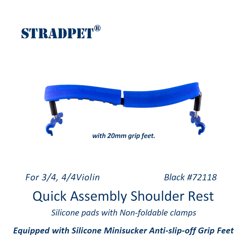 STRADPET Quick Assembly Shoulder Rest with Silicone Minisucker Anti-slip-off Grip Feet-Silicone Rest with non-Foldable Clamps