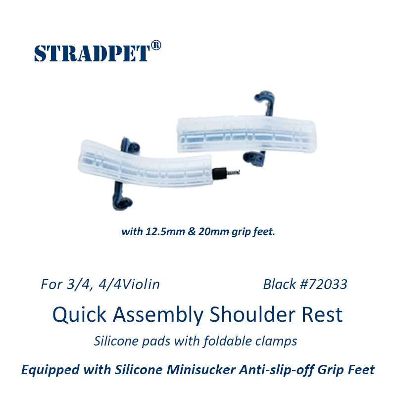 STRADPET Quick Assembly Shoulder Rest with Silicone Minisucker Anti-slip-off Grip Feet(Patent)-Silicone Rest with Foldable Clamps