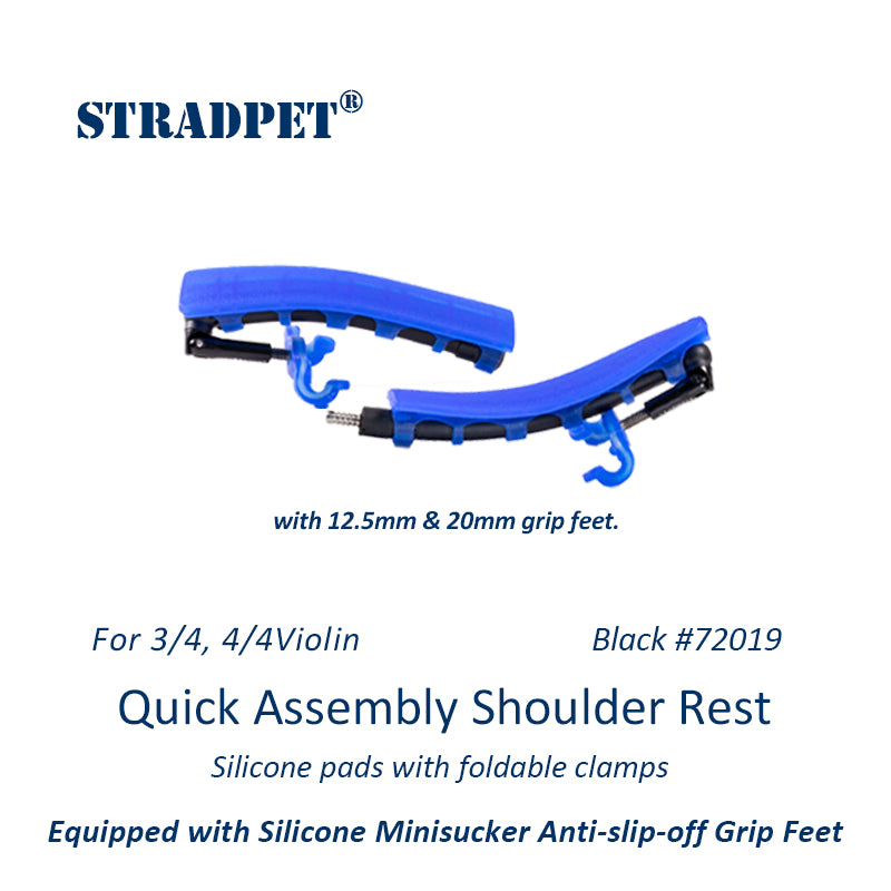 STRADPET Quick Assembly Shoulder Rest with Silicone Minisucker Anti-slip-off Grip Feet(Patent)-Silicone Rest with Foldable Clamps