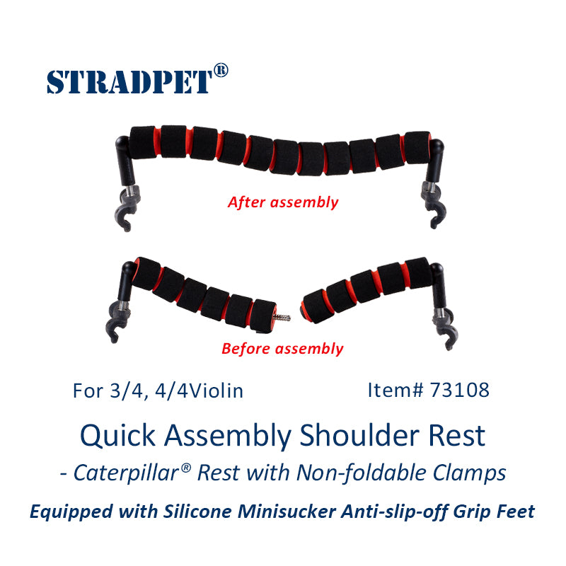 STRADPET Quick Assembly Shoulder Rest with Silicone Minisucker Anti-slip-off Grip Feet -Caterpillar® Rest Only 31g for 1/2-3/4-4/4 violin