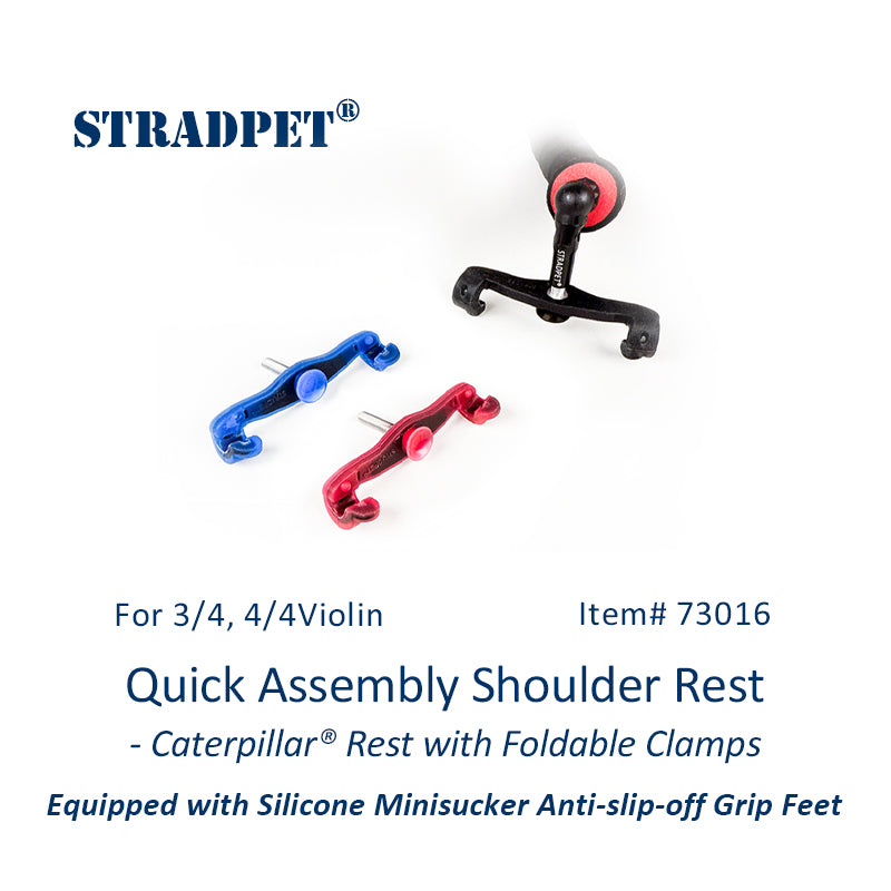 STRADPET Quick Assembly Shoulder Rest with Silicone Minisucker Anti-slip-off Grip Feet -Caterpillar® Rest Only 31g for 1/2-3/4-4/4 violin