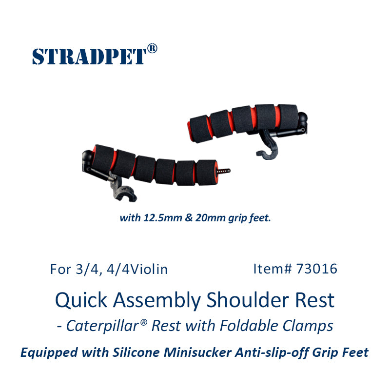 STRADPET Quick Assembly Shoulder Rest with Silicone Minisucker Anti-slip-off Grip Feet -Caterpillar® Rest Only 31g for 1/2-3/4-4/4 violin