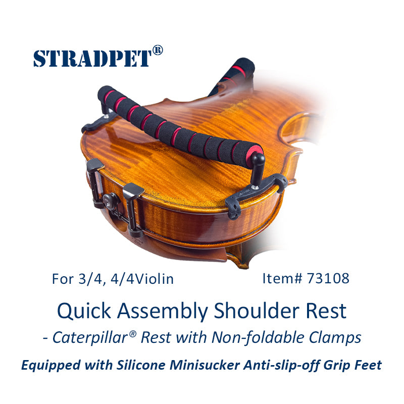 STRADPET Quick Assembly Shoulder Rest with Silicone Minisucker Anti-slip-off Grip Feet -Caterpillar® Rest Only 31g for 1/2-3/4-4/4 violin