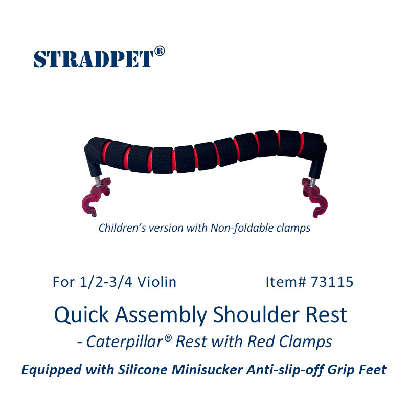 STRADPET Quick Assembly Shoulder Rest with Silicone Minisucker Anti-slip-off Grip Feet -Caterpillar® Rest Only 31g for 1/2-3/4-4/4 violin