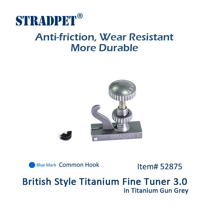 STRADPET British Style Titanium FineTuner, Violin Accessories, 4/4, Common Hook
