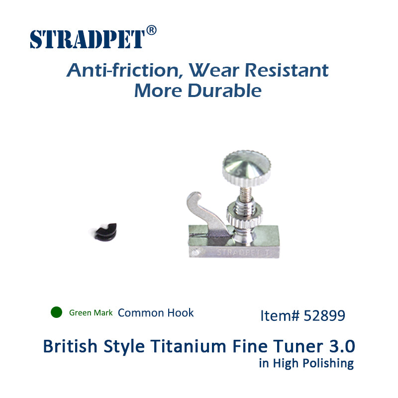 STRADPET British Style Titanium FineTuner, Violin Accessories, 4/4, Common Hook