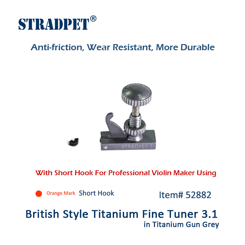 STRADPET British Style Titanium FineTuner with Special Alloy Bolt, Short Hook for Violin Maker