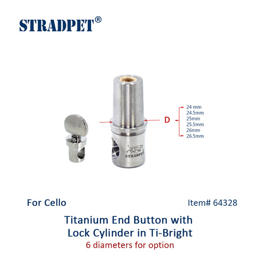 STRADPET Cello Titanium End Button and Lock Cylinder for Diameter 10mm Endpin in Bright