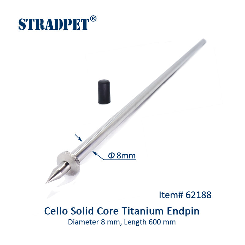 첼로용 STRADPET 솔리드 티타늄 엔드핀, 직경 8mm, 길이 595mm