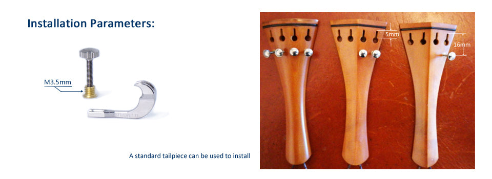 STRADPET Built-in Titanium Lever Fine Tuner Set for Violin (one tuner with its screws), Violin Accessories,4/4,3/4