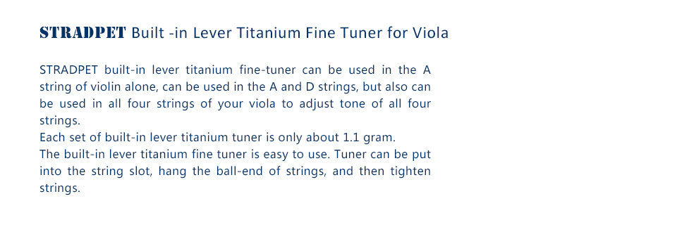 STRADPET Titanium Built-in Lever Fine Tuner for Viola, Viola Accessories