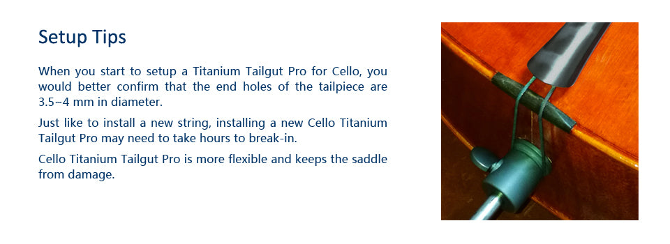 STRADPET Titanium Tailgut Pro for Cello with Titanium Screws, Flexible/Softer, Cello Accessories