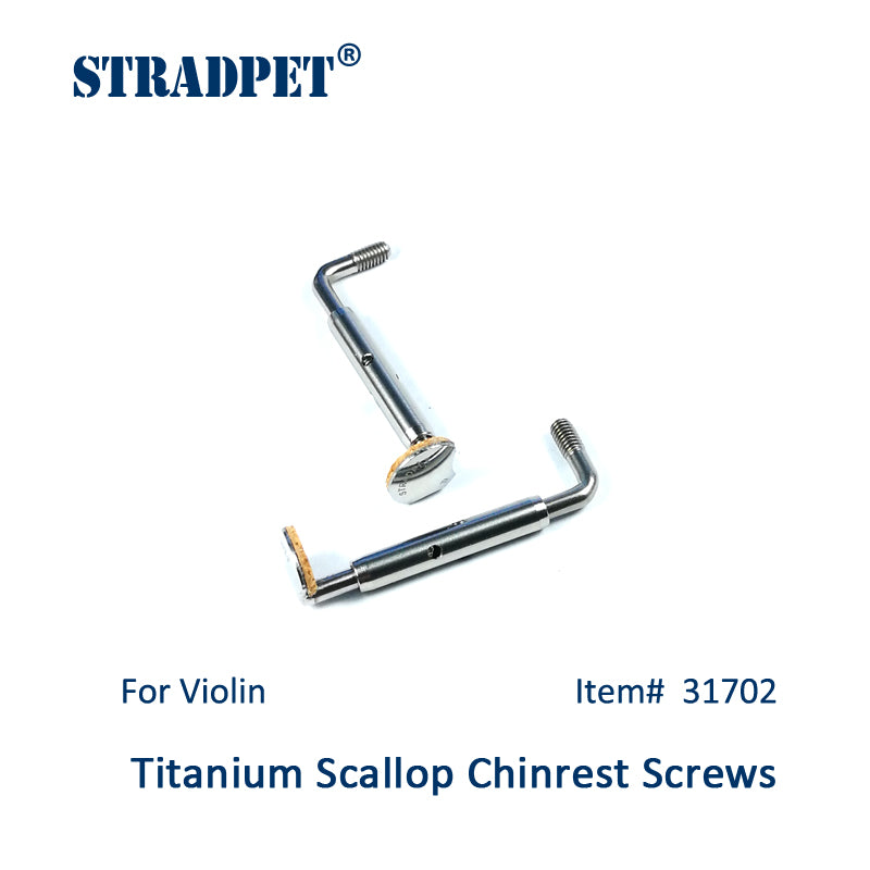 STRADPET Titanium SCALLOP Chinrest Screws for Violin in Titanium Bright, Chinrest Clamps, Chinrest Brackets