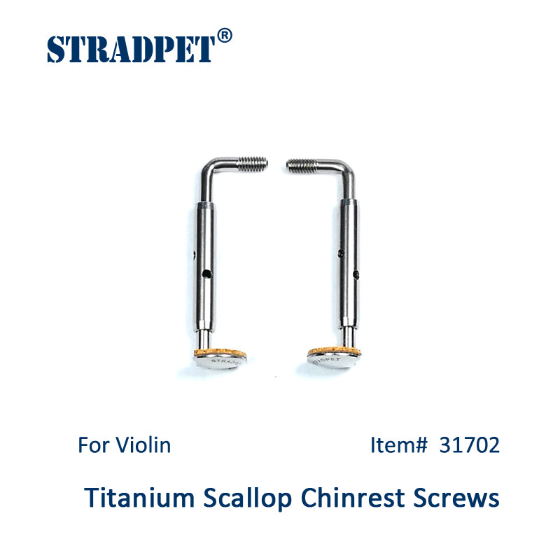 STRADPET Titanium SCALLOP Chinrest Screws for Violin in Titanium Bright, Chinrest Clamps, Chinrest Brackets