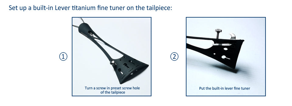 STRADPET French Style Titanium Tailpiece Set for violin with Titanium tailgut Pro, Optional with or without fine tuners