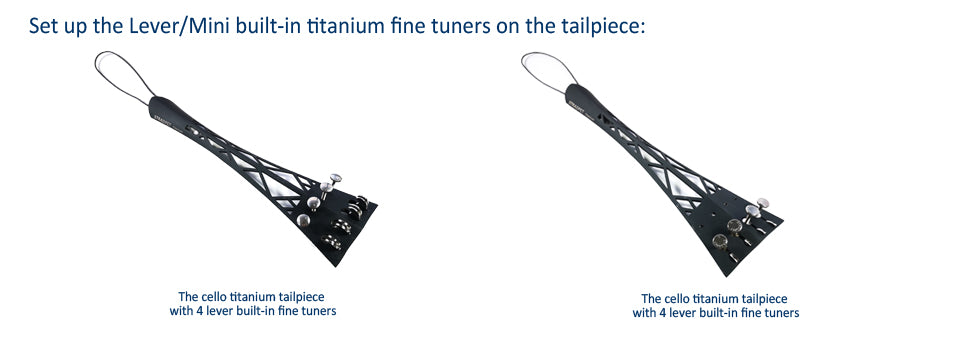 STRADPET Titanium Cello Tailpiece set with Tailgut Pro with 4 PCS Titanium Built-in Fine Tuners