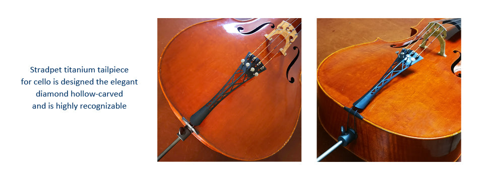 STRADPET Titanium Cello Tailpiece set with Tailgut Pro with 4 PCS Titanium Built-in Fine Tuners