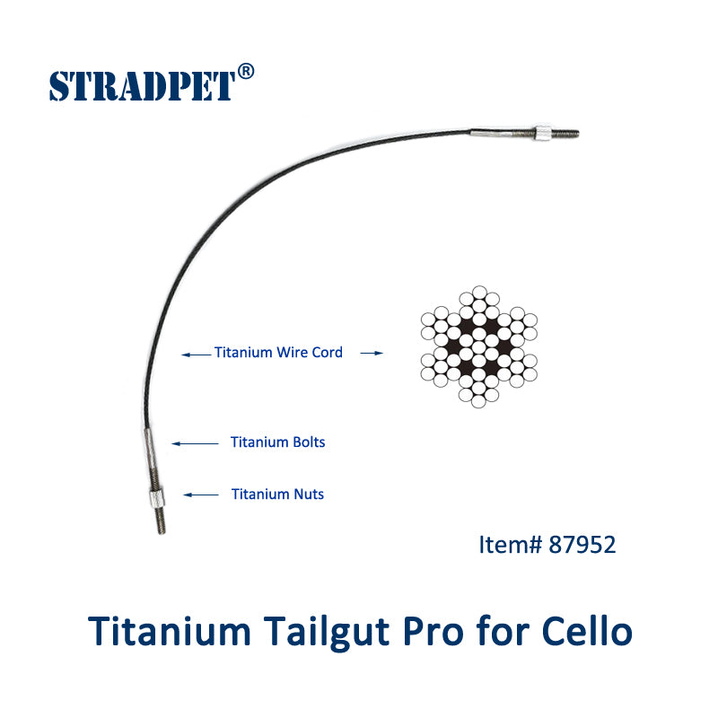 STRADPET Titanium Tailgut Pro for Cello with Titanium Screws, Flexible/Softer, Cello Accessories