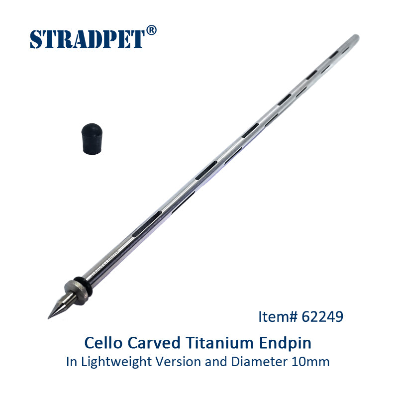 STRADPET Carved Titanium Endpin for Cello in diameter 10mm, Length 595 mm