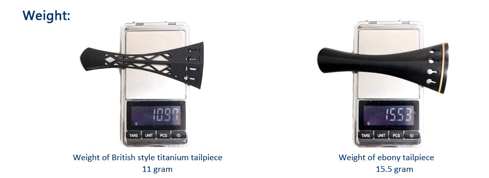 STRADPET British Style Titanium Tailpiece Set for violin with Titanium tailgut Pro, Optional with or without fine tuner