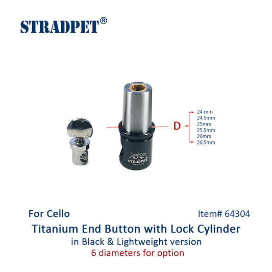 STRADPET Cello Titanium End Button and Lock Cylinder for Diameter 10mm Endpin in Black