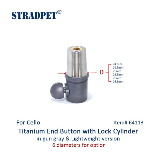 STRADPET Cello Titanium End Button and Lock Cylinder for Diameter 10mm Endpin in Gun Gray