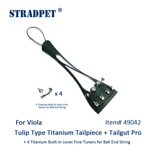 STRADPET Tulip Type Titanium Tailpiece set with Tailgut Pro with 4 PCS Titanium Lever Built-in Fine Tuners