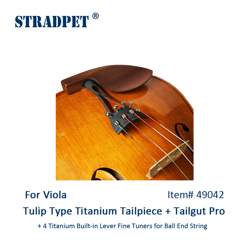 STRADPET Tulip Type Titanium Tailpiece set with Tailgut Pro with 4 PCS Titanium Lever Built-in Fine Tuners
