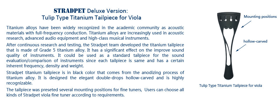 STRADPET Tulip Type Titanium Tailpiece set with Tailgut Pro with 4 PCS Titanium Lever Built-in Fine Tuners