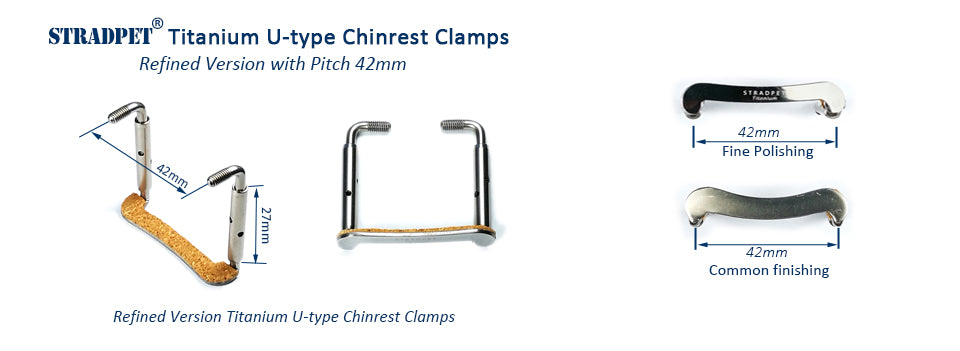 STRADPET Titanium U-Type Chinrest Clamps in width 42mm for Viola, Refine version