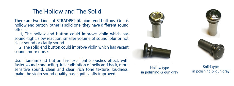 STRADPET Titanium End Button, Hollow type for Violin and Viola