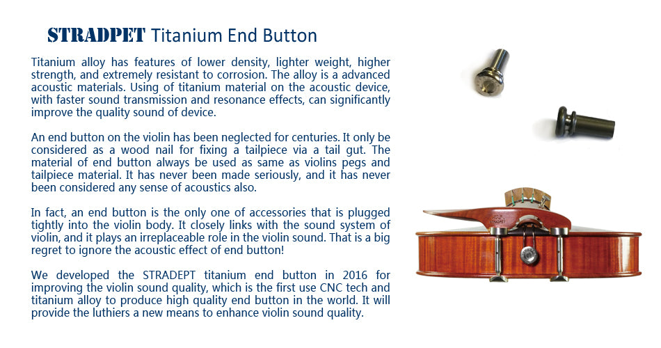 STRADPET Titanium End Button, Solid type for Violin and Viola