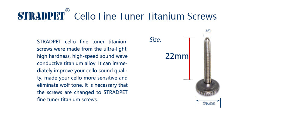 STRADPET Titanium Screws of Cello Fine Tuner (4pcs) (22mm)