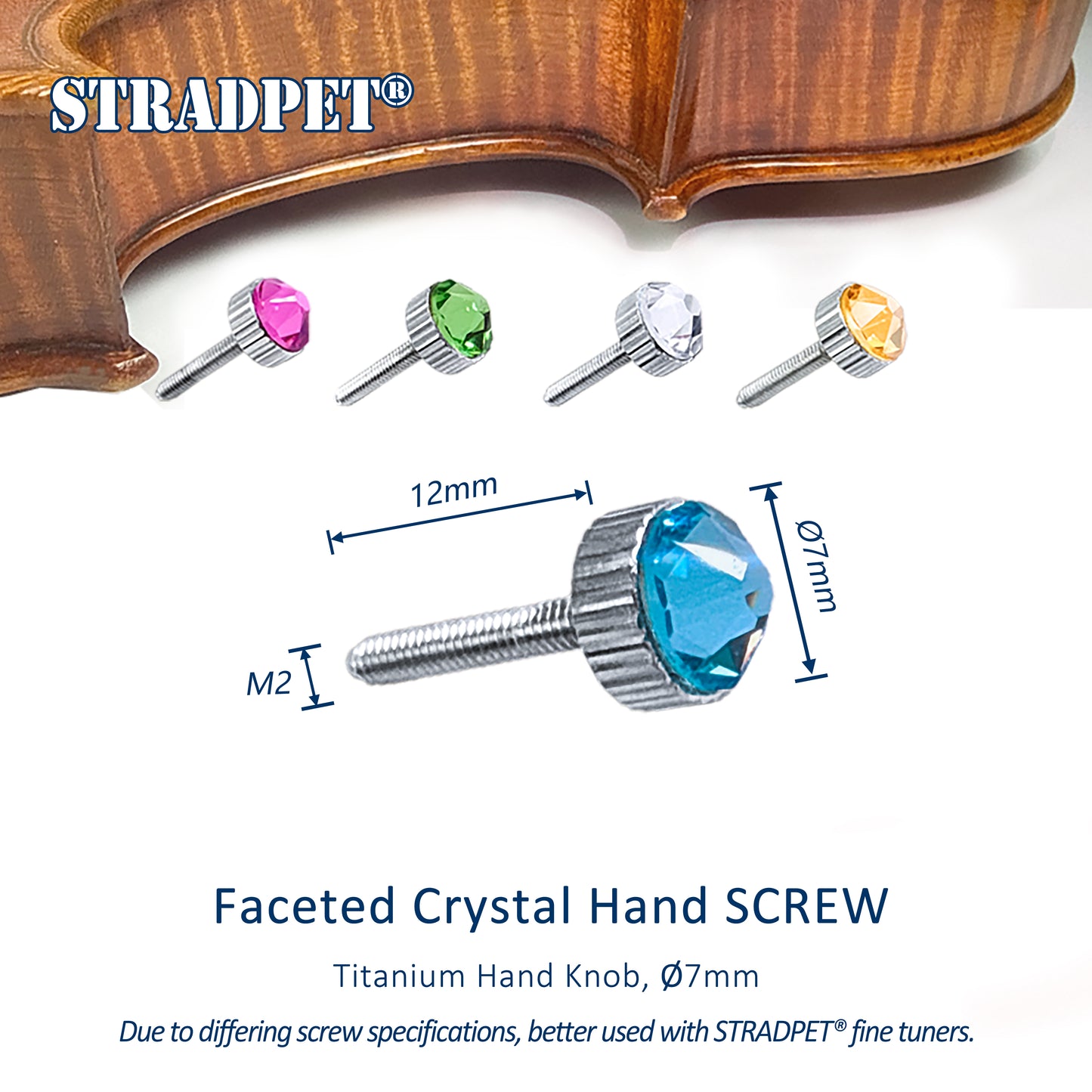 Dual-use Titanium Fine Tuner with ⌀7mm Faceted Crystal Hand Screw