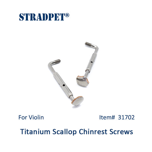 STRADPET Titanium SCALLOP Chinrest Screws for Violin in Titanium Bright, Chinrest Clamps, Chinrest Brackets