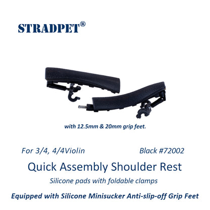 STRADPET Quick Assembly Shoulder Rest with Silicone Minisucker Anti-slip-off Grip Feet(Patent)-Silicone Rest with Foldable Clamps