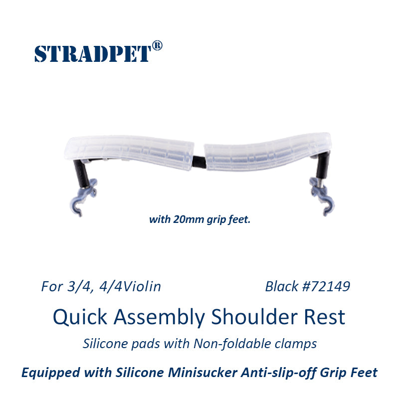 STRADPET Quick Assembly Shoulder Rest with Silicone Minisucker Anti-slip-off Grip Feet-Silicone Rest with non-Foldable Clamps