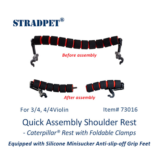 STRADPET Quick Assembly Shoulder Rest with Silicone Minisucker Anti-slip-off Grip Feet -Caterpillar® Rest Only 31g for 1/2-3/4-4/4 violin