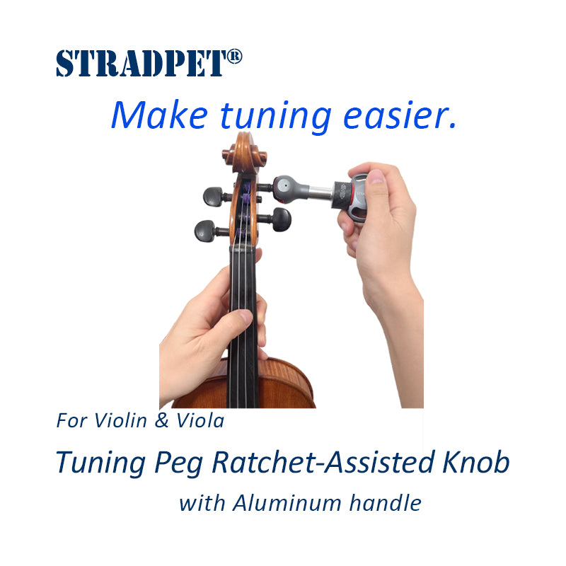 STRADPET Tuning Peg Ratchet-Assisted Knob with Aluminum/PP+PTR Handle for Violin & Viola