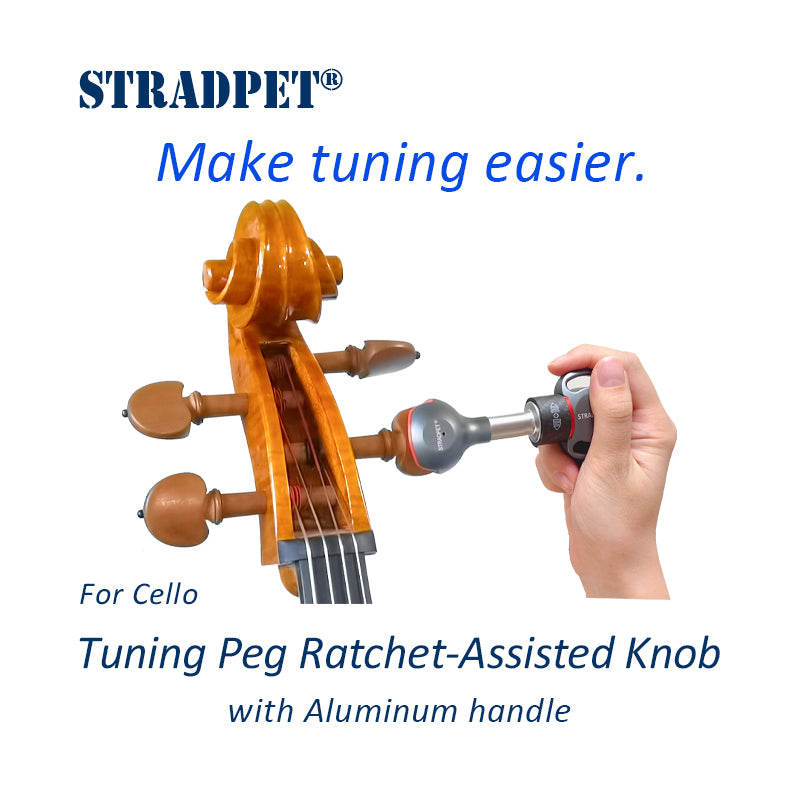 STRADPET Tuning Peg Ratchet-Assisted Knob with Aluminum/PP+PTR Handle for Cello