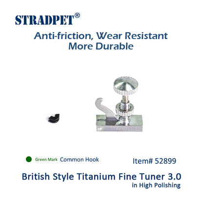 STRADPET British Style Titanium FineTuner, Violin Accessories, 4/4, Common Hook