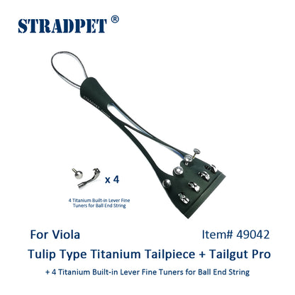 STRADPET Tulip Type Titanium Tailpiece set with Tailgut Pro with or without Titanium Lever Built-in Fine Tuners